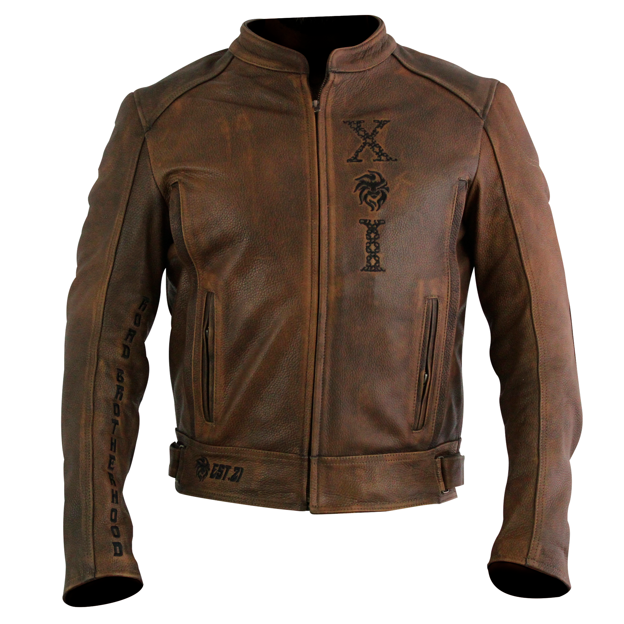 Chamarra Arrow Piel Chamarra Biker Chamarra De Piel Hombre Cafe