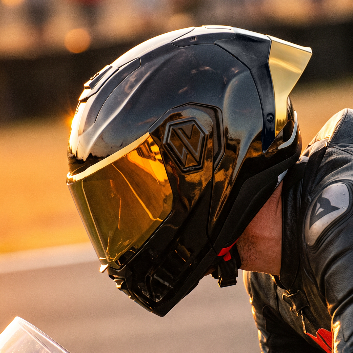 CASCO ALPHA NEGRO DORADO Cascos X-KOV + de motociclista