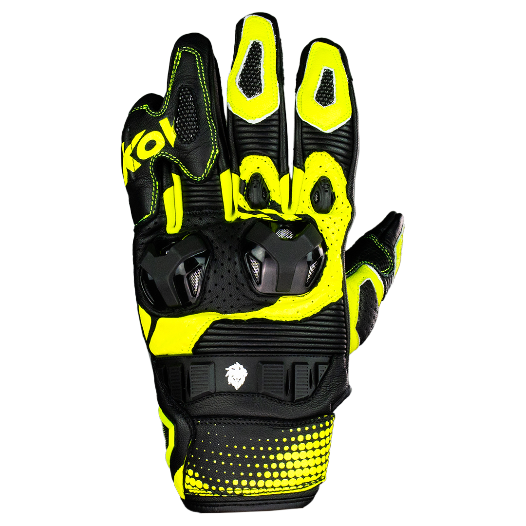 GUANTE KOV PIEL ROSS VERDE NEON T Guantes KOV + de motociclista