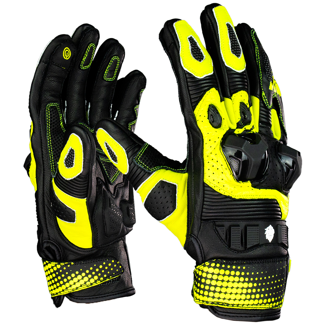 GUANTE KOV PIEL ROSS VERDE NEON T Guantes KOV + de motociclista