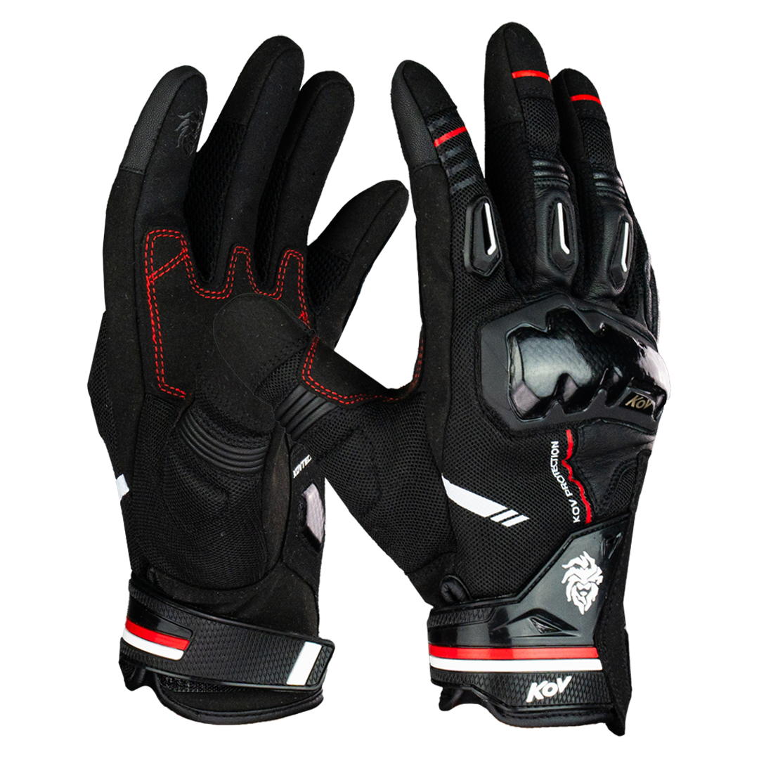 GUANTE KOV PIEL TRACK BLANCO - ROJO Guantes KOV + de motociclista