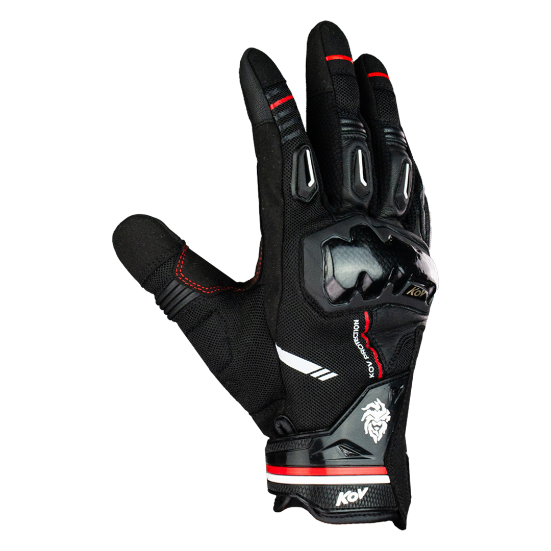 GUANTE KOV PIEL TRACK BLANCO - ROJO Guantes KOV + de motociclista
