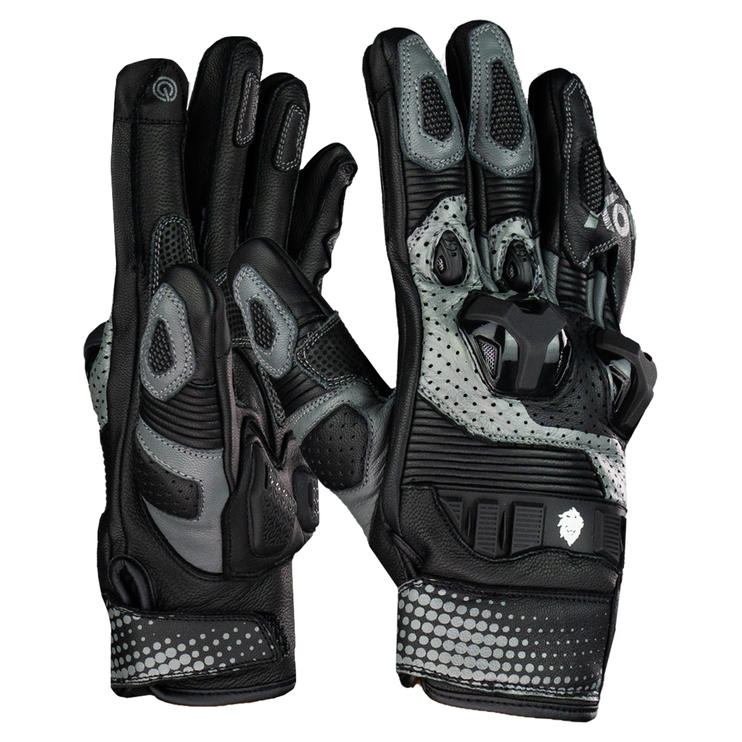 GUANTE KOV PIEL ROSS NEGRO GRIS T Guantes KOV + de motociclista