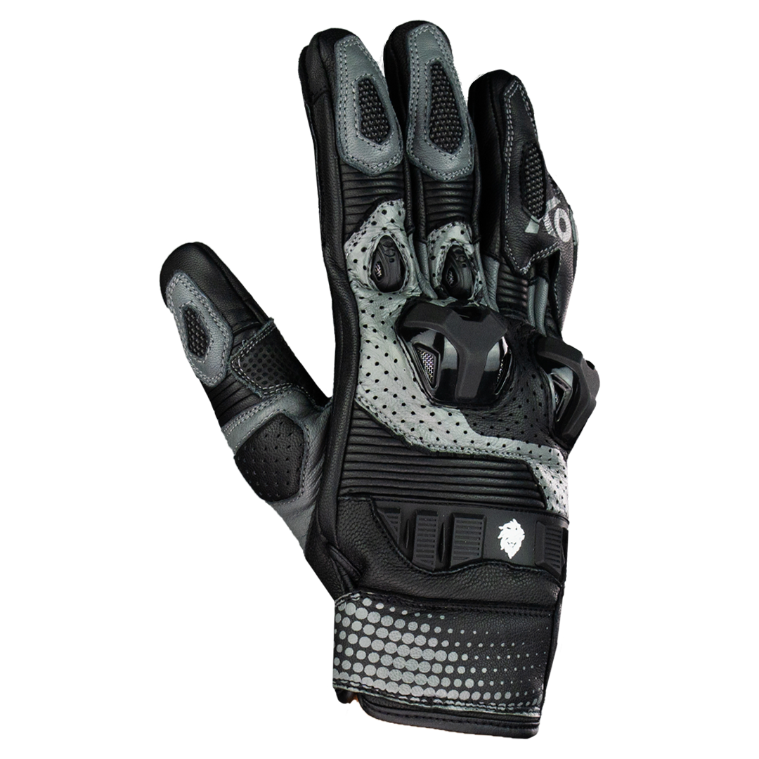 GUANTE KOV PIEL ROSS NEGRO GRIS T Guantes KOV + de motociclista