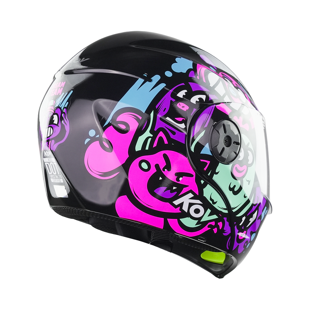 CASCO PARA NIÑA KIDS NEGRO-ROSA Cascos KOV + de motociclista
