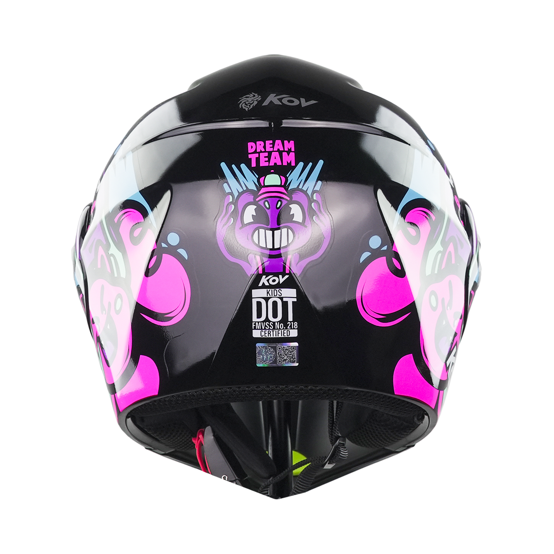 CASCO PARA NIÑA KIDS NEGRO-ROSA Cascos KOV + de motociclista