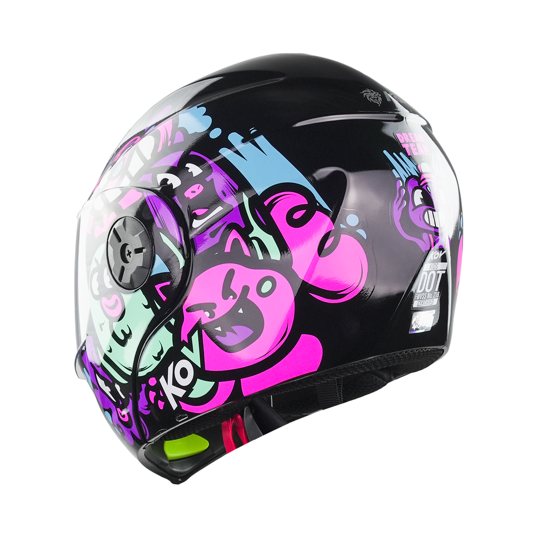 CASCO PARA NIÑA KIDS NEGRO-ROSA Cascos KOV + de motociclista