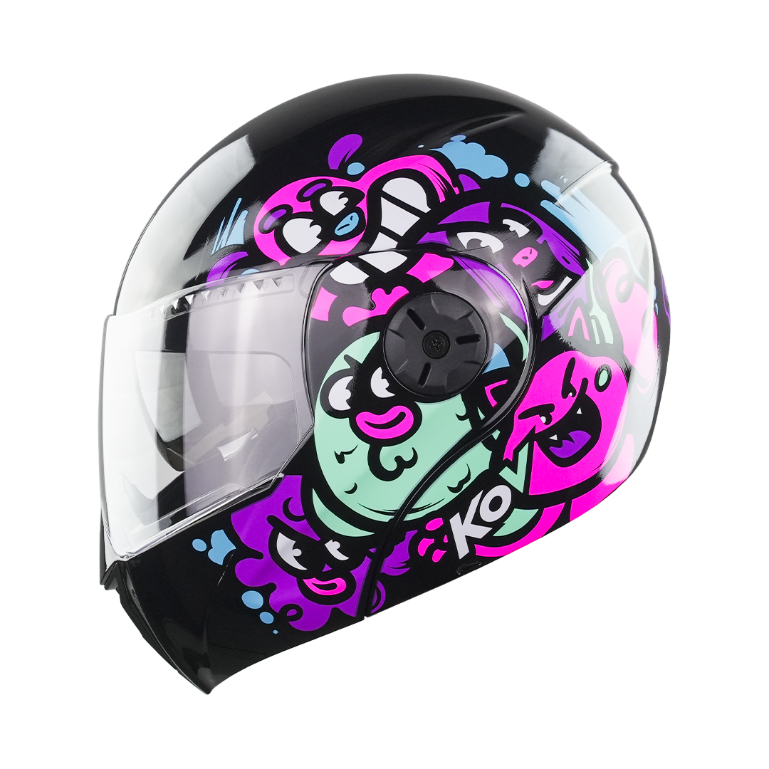 CASCO PARA NIÑA KIDS NEGRO-ROSA Cascos KOV + de motociclista
