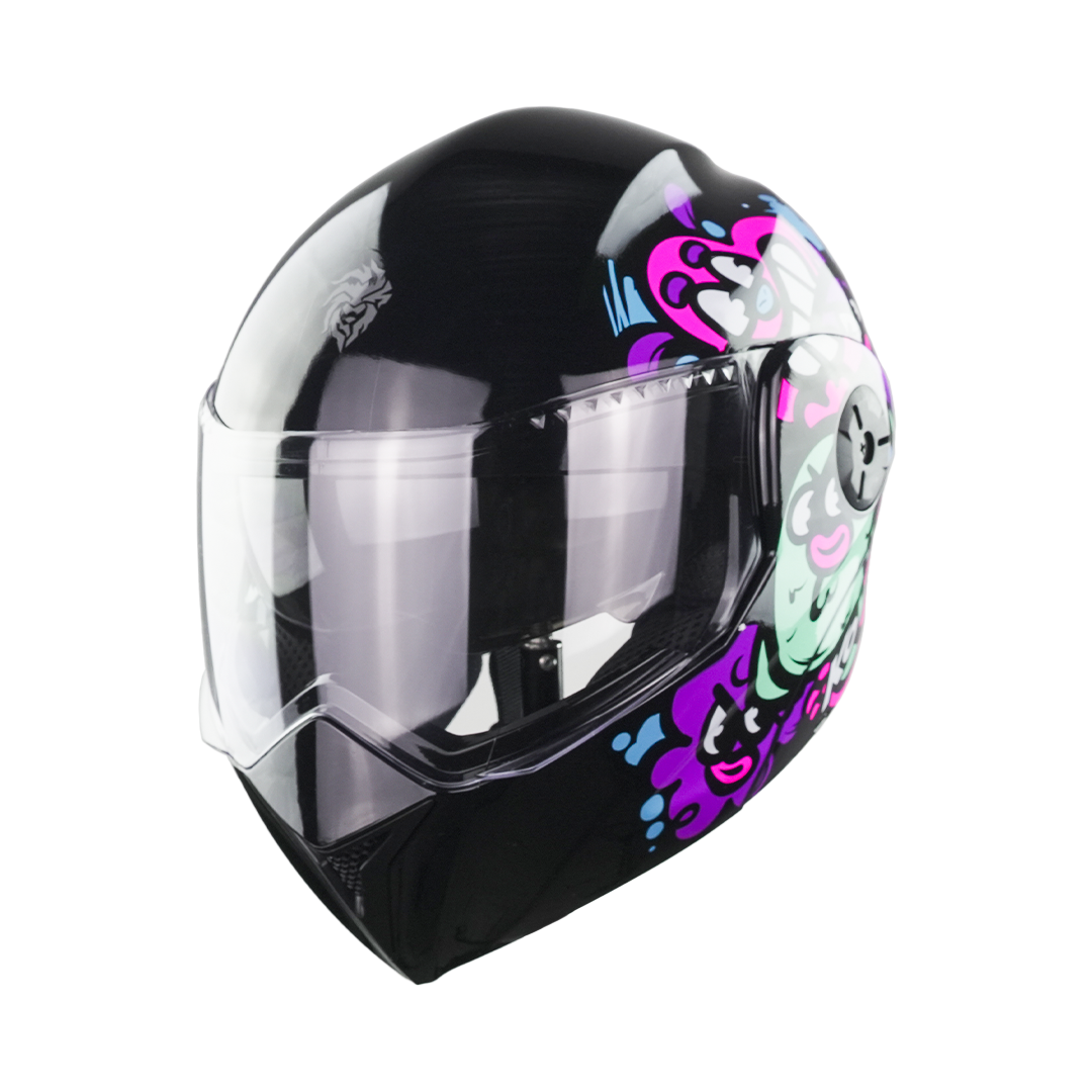 CASCO PARA NIÑA KIDS NEGRO-ROSA Cascos KOV + de motociclista