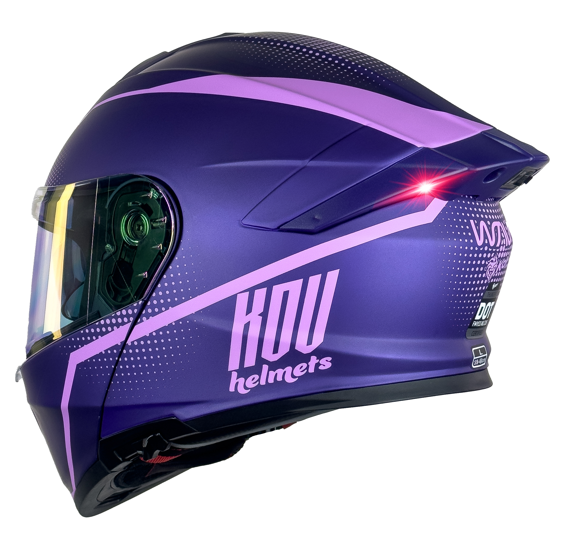 CASCO THUNDER WAVES MORADO CON LUZ LED Cascos KOV + de motociclista