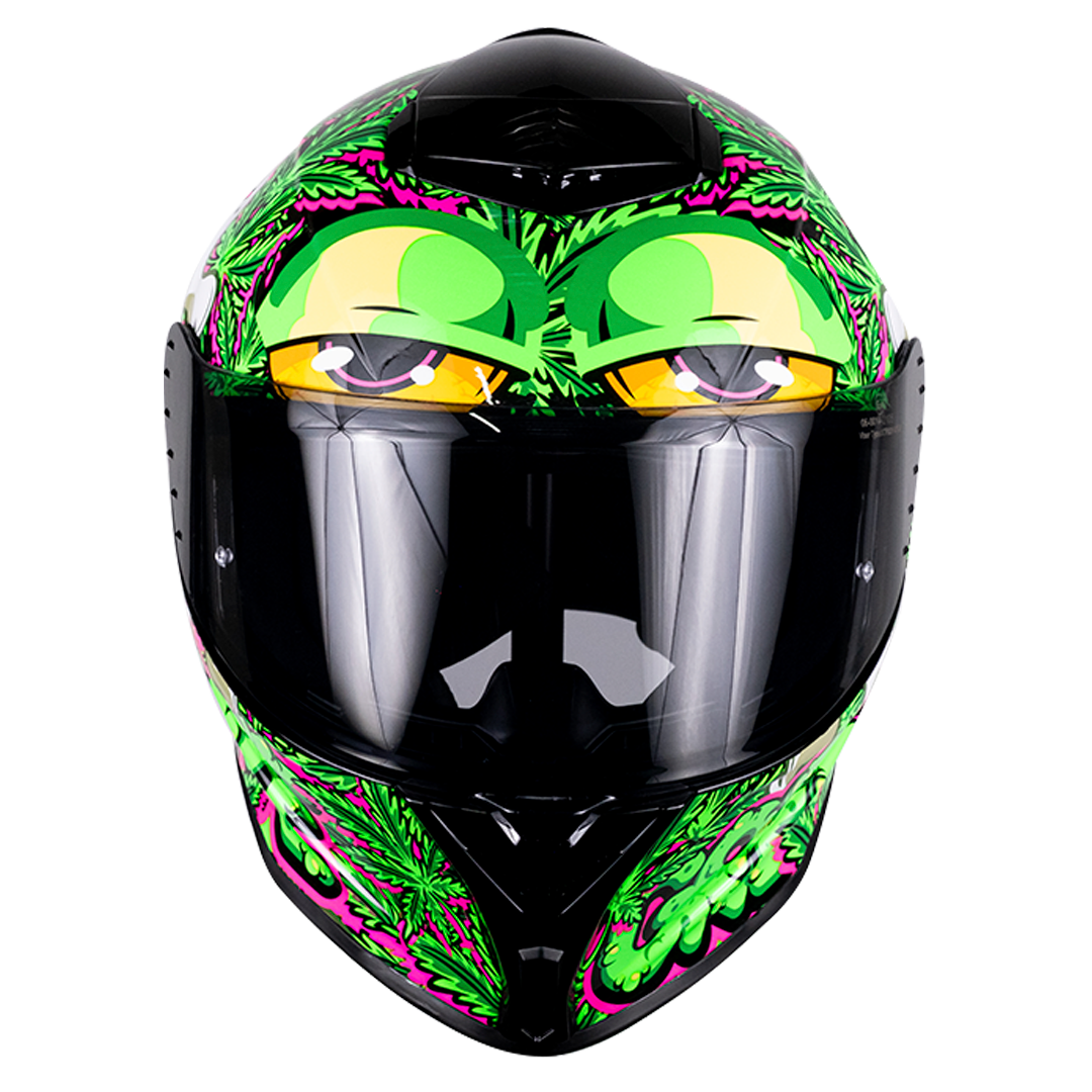 CASCO BUSTER MARY JANE VERDE FLUORESCENTE Cascos KOV + de motociclista