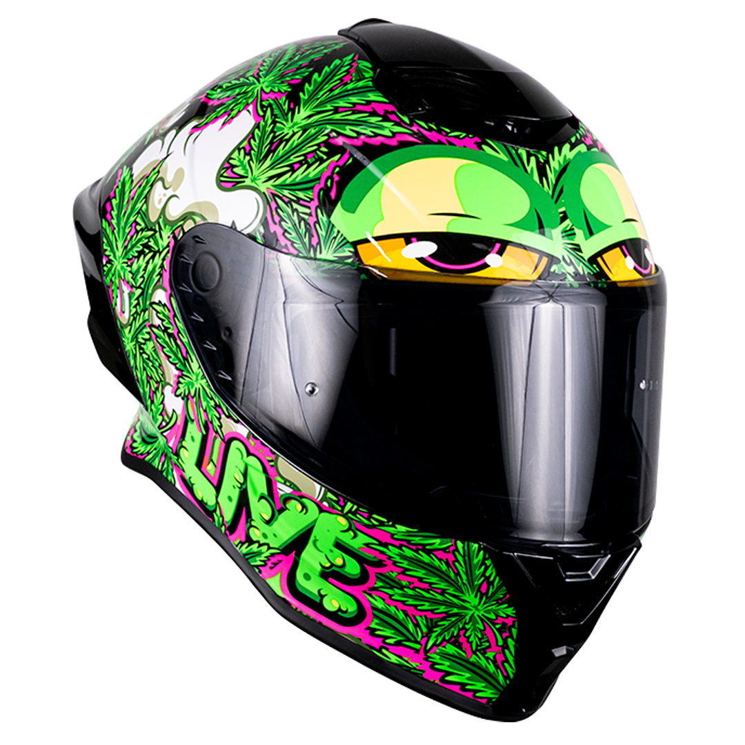 CASCO BUSTER MARY JANE VERDE FLUORESCENTE Cascos KOV + de motociclista
