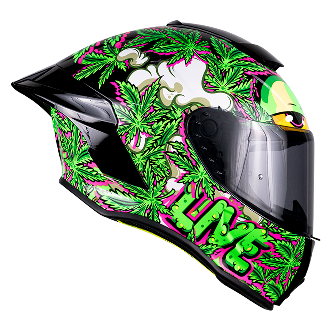 CASCO BUSTER MARY JANE VERDE FLUORESCENTE Cascos KOV + de motociclista
