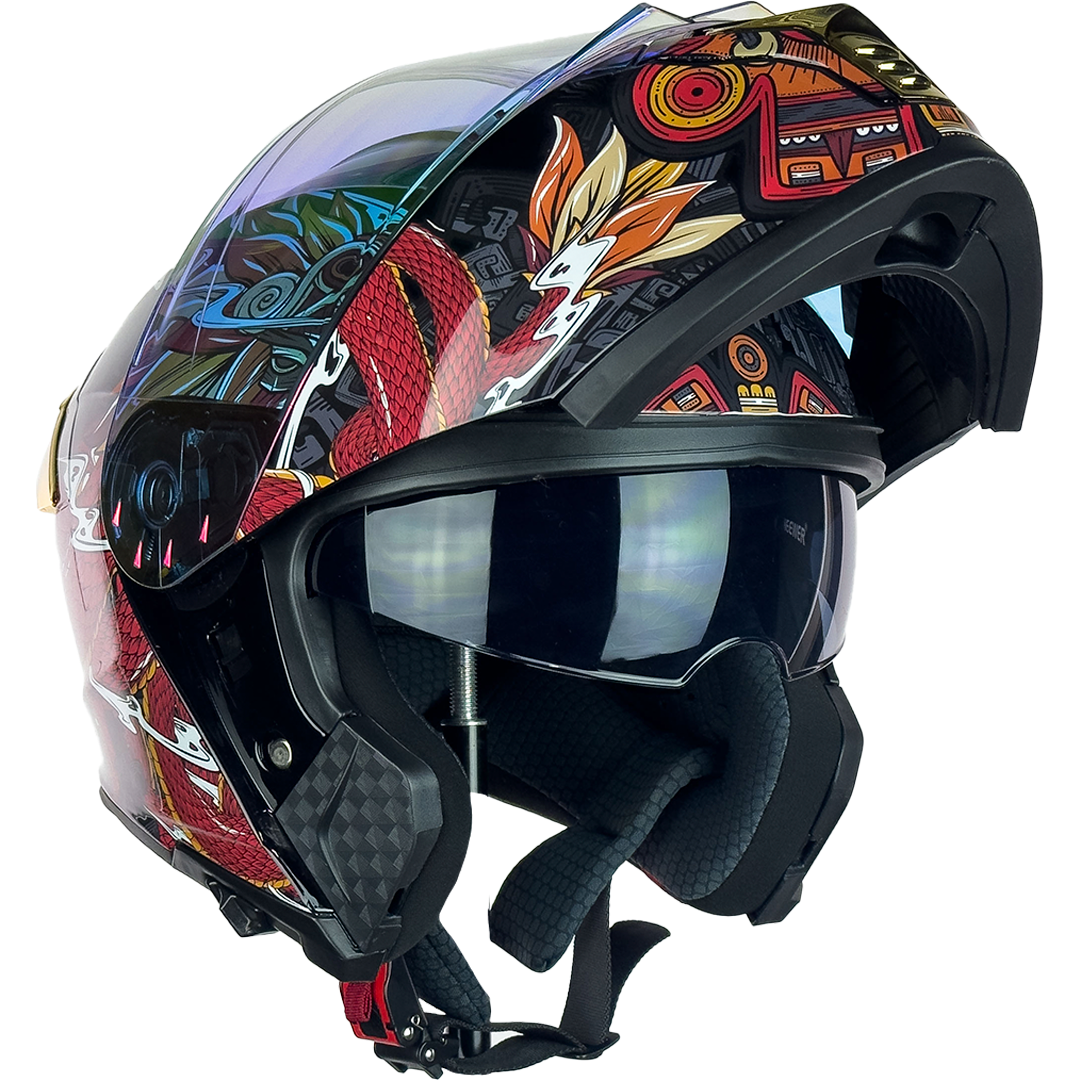 CASCO THUNDER QUETZALCOATL ROJO Cascos KOV + de motociclista