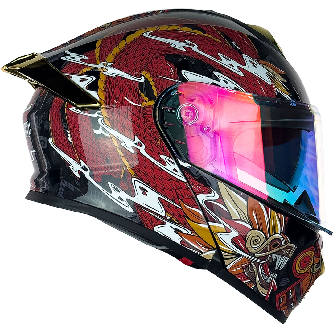 CASCO THUNDER QUETZALCOATL ROJO Cascos KOV + de motociclista