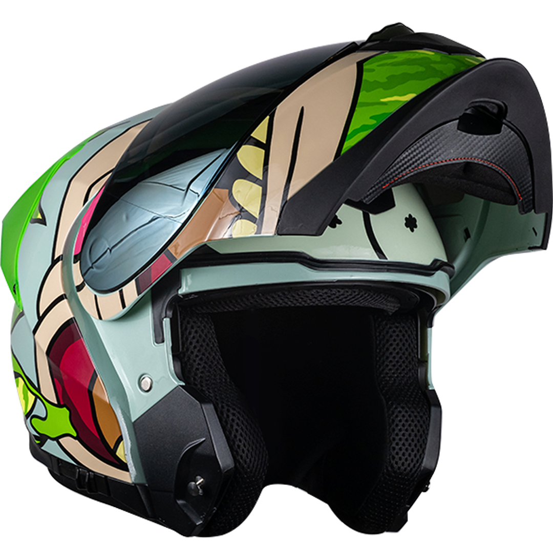 CASCO APEX RICK Y MORTY FLUORESCENTE Cascos KOV + de motociclista