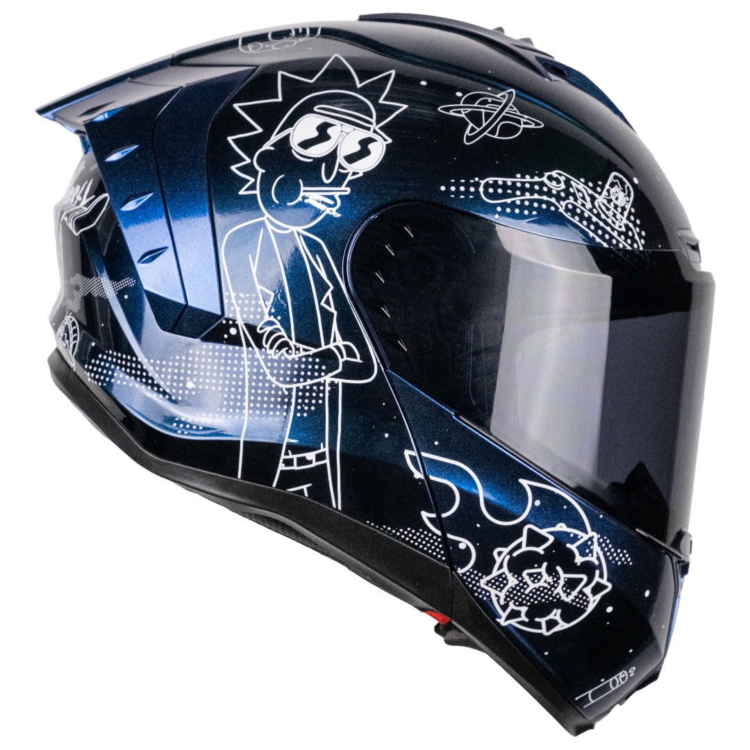 CASCO SNOW RICK & MORTY GALACTIC AZUL FLUORESCENTE Cascos KOV + de motociclista