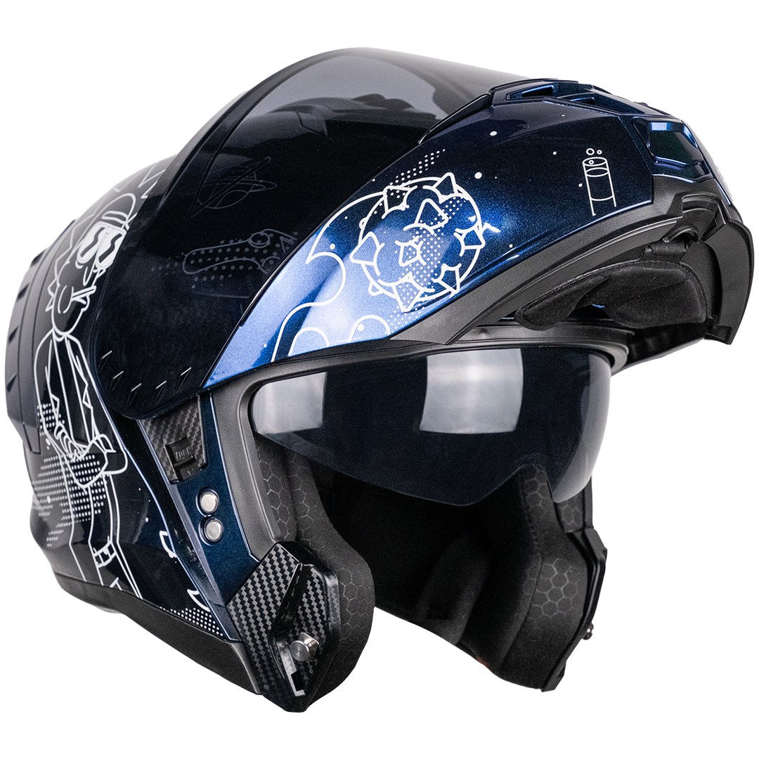 CASCO SNOW RICK & MORTY GALACTIC AZUL FLUORESCENTE Cascos KOV + de motociclista
