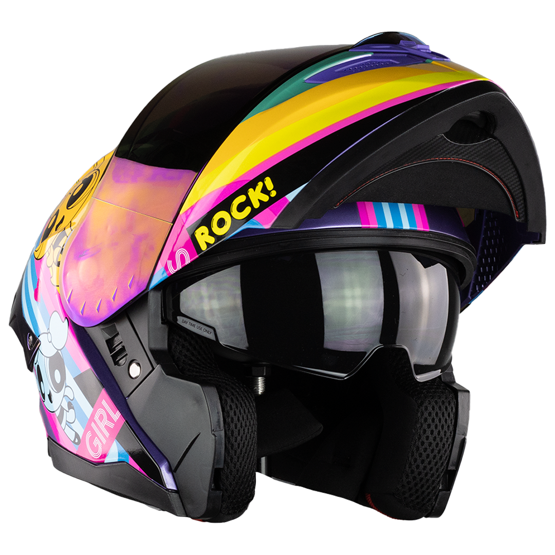 CASCO STARK CHICAS SUPERPODEROSAS ROCK GIRL MORADO Cascos KOV + de motociclista