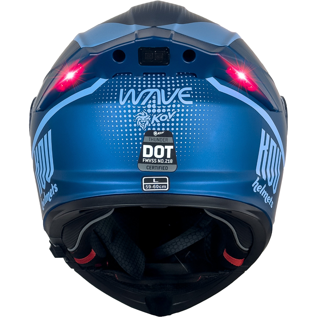 CASCO THUNDER WAVES AZUL CON LUZ LED Cascos KOV + de motociclista