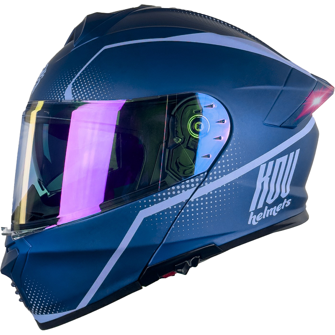 CASCO THUNDER WAVES AZUL CON LUZ LED Cascos KOV + de motociclista