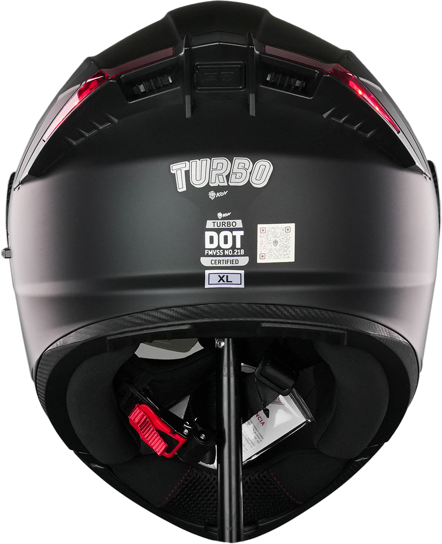 CASCO TURBO NEGRO MATE CON LUZ LED Cascos KOV + de motociclista
