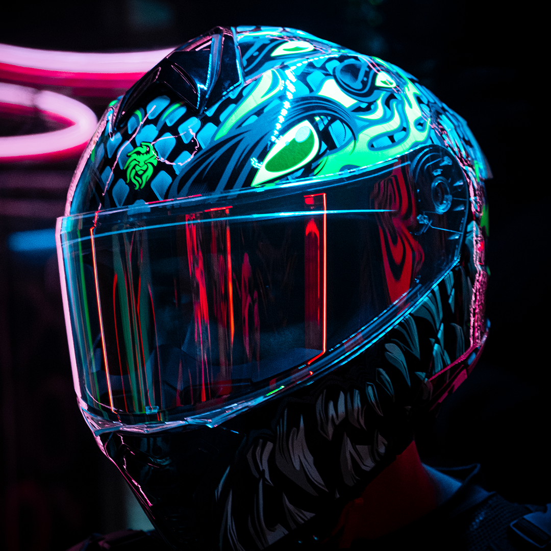 CASCO THUNDER TOXIC ESCAMAS (Fluorescente) Cascos KOV + de motociclista