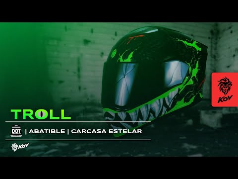CASCO ESTELAR TROLL NEGRO (Fluorescente + luz led) Cascos KOV + de motociclista