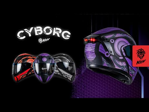CASCO ESTELAR CYBORG MORADO (luz led) Cascos KOV + de motociclista