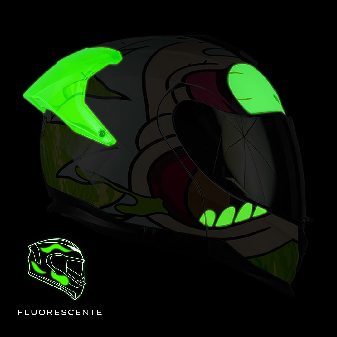 CASCO APEX RICK Y MORTY FLUORESCENTE Cascos KOV + de motociclista