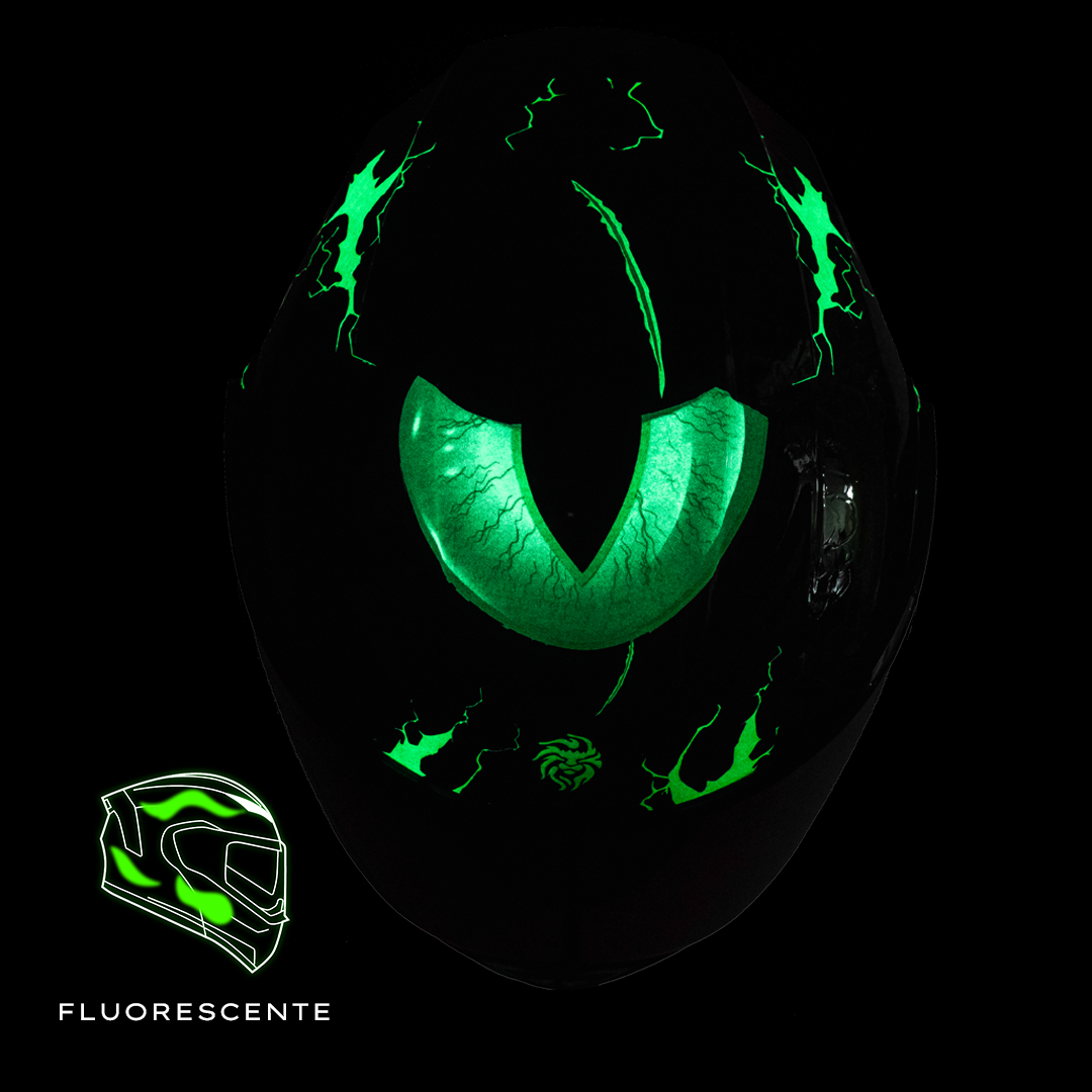 CASCO ESTELAR TROLL NEGRO (Fluorescente + luz led) Cascos KOV + de motociclista