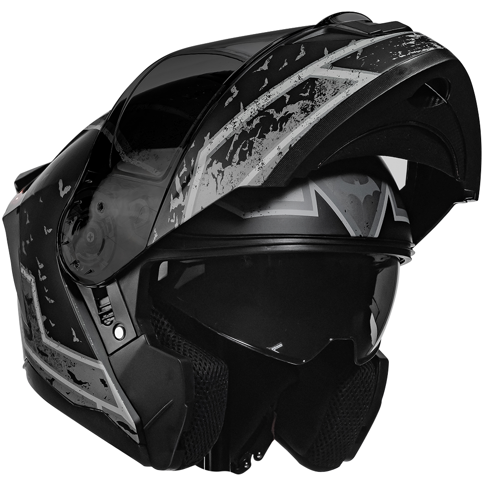 CASCO ZERO DC BATMAN GRIS ABATIBLE Cascos KOV + de motociclista