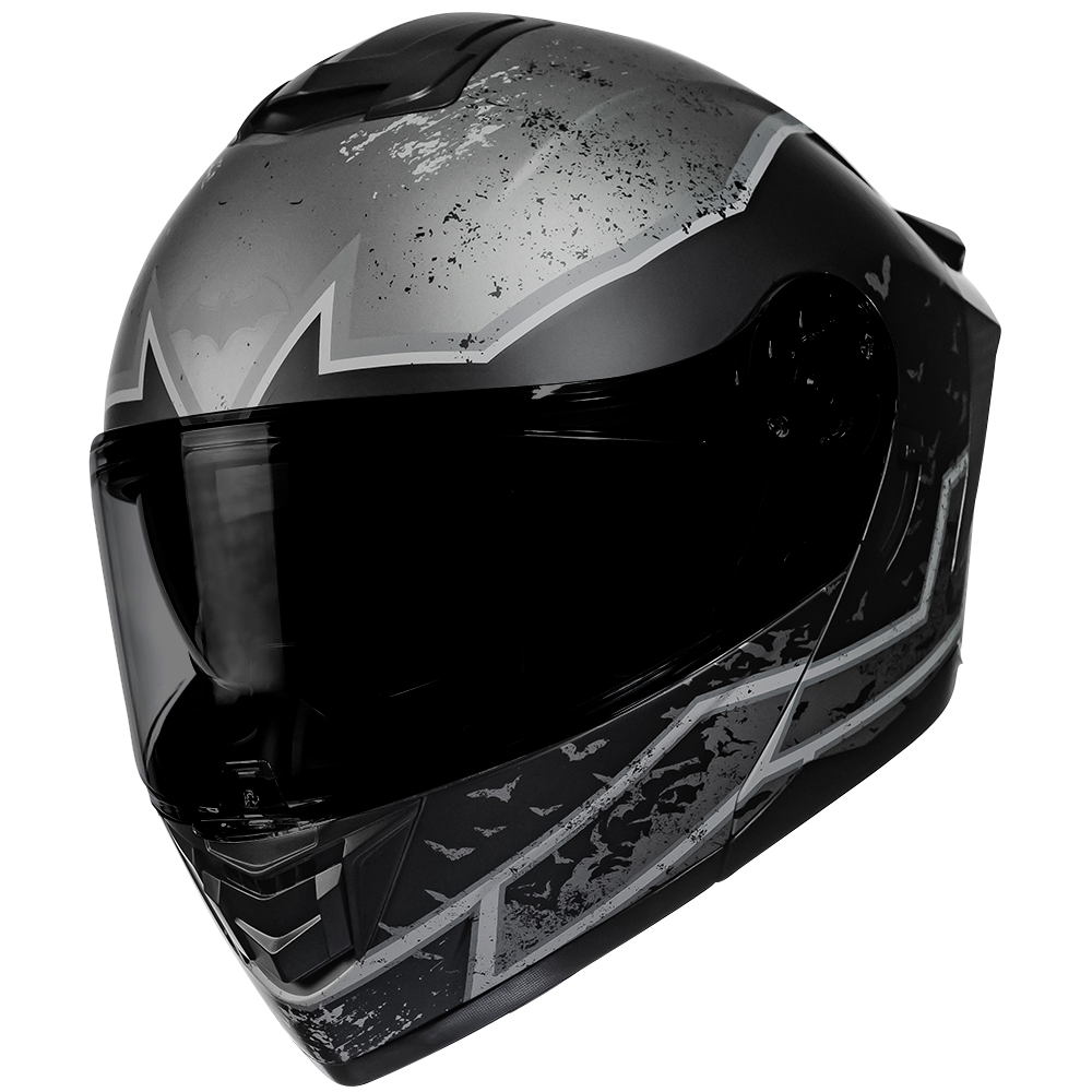 CASCO ZERO DC BATMAN GRIS ABATIBLE Cascos KOV + de motociclista