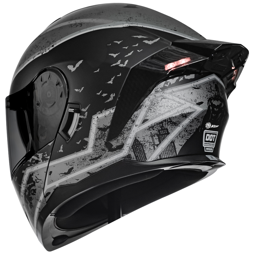 CASCO ZERO DC BATMAN GRIS ABATIBLE Cascos KOV + de motociclista