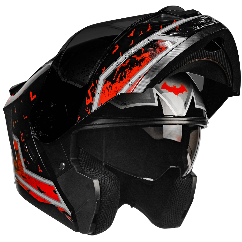 CASCO ZERO DC BATMAN ROJO ABATIBLE Cascos KOV + de motociclista