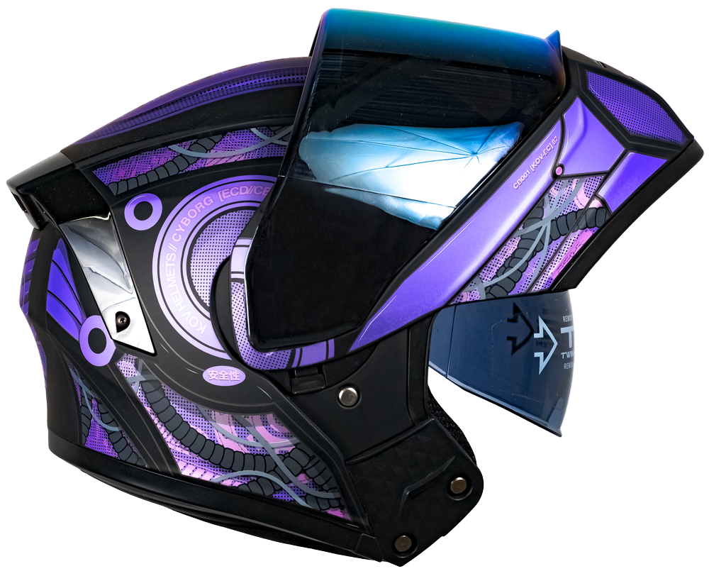 CASCO ESTELAR CYBORG MORADO (luz led) Cascos KOV + de motociclista