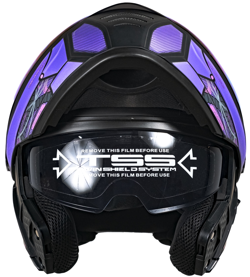 CASCO ESTELAR CYBORG MORADO (luz led) Cascos KOV + de motociclista