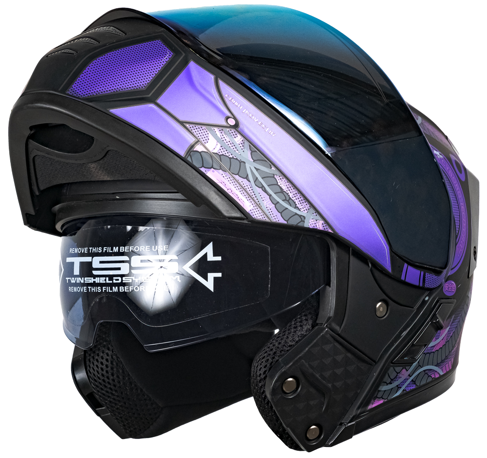 CASCO ESTELAR CYBORG MORADO (luz led) Cascos KOV + de motociclista