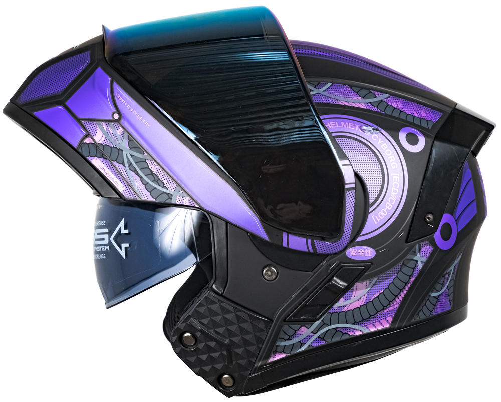 CASCO ESTELAR CYBORG MORADO (luz led) Cascos KOV + de motociclista