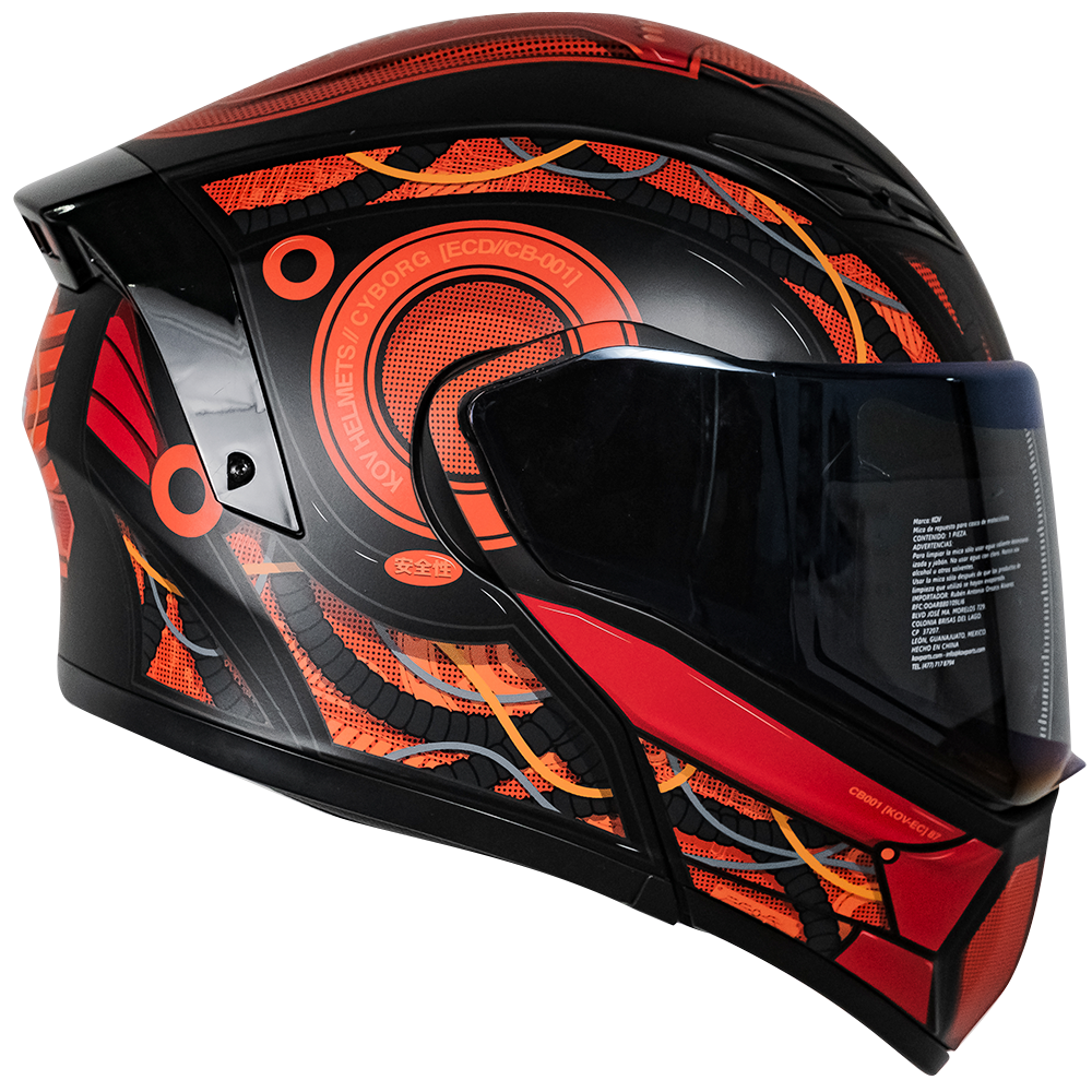 CASCO ESTELAR CYBORG ROJO CON LUZ LED Cascos KOV + de motociclista