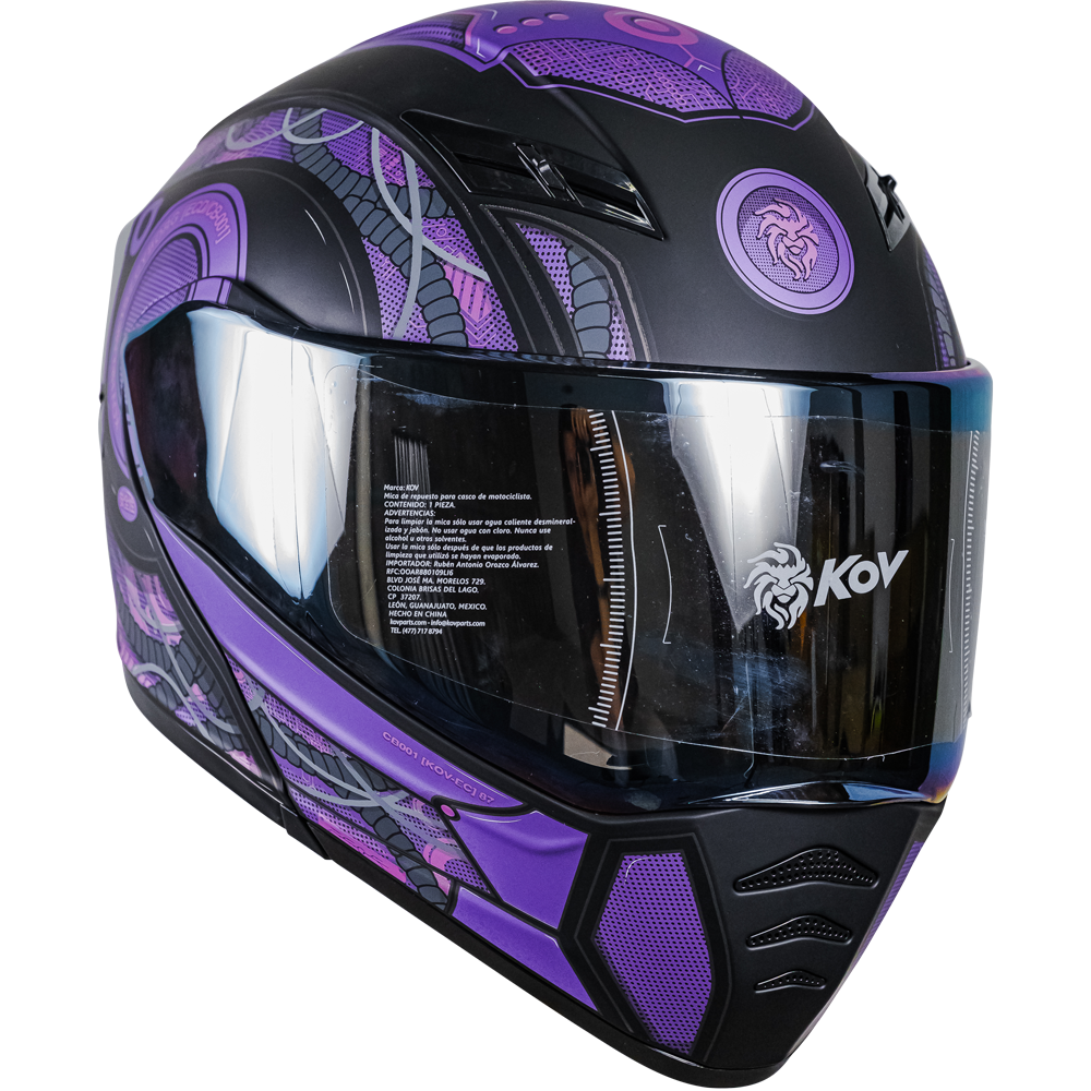 CASCO ESTELAR CYBORG MORADO (luz led) Cascos KOV + de motociclista