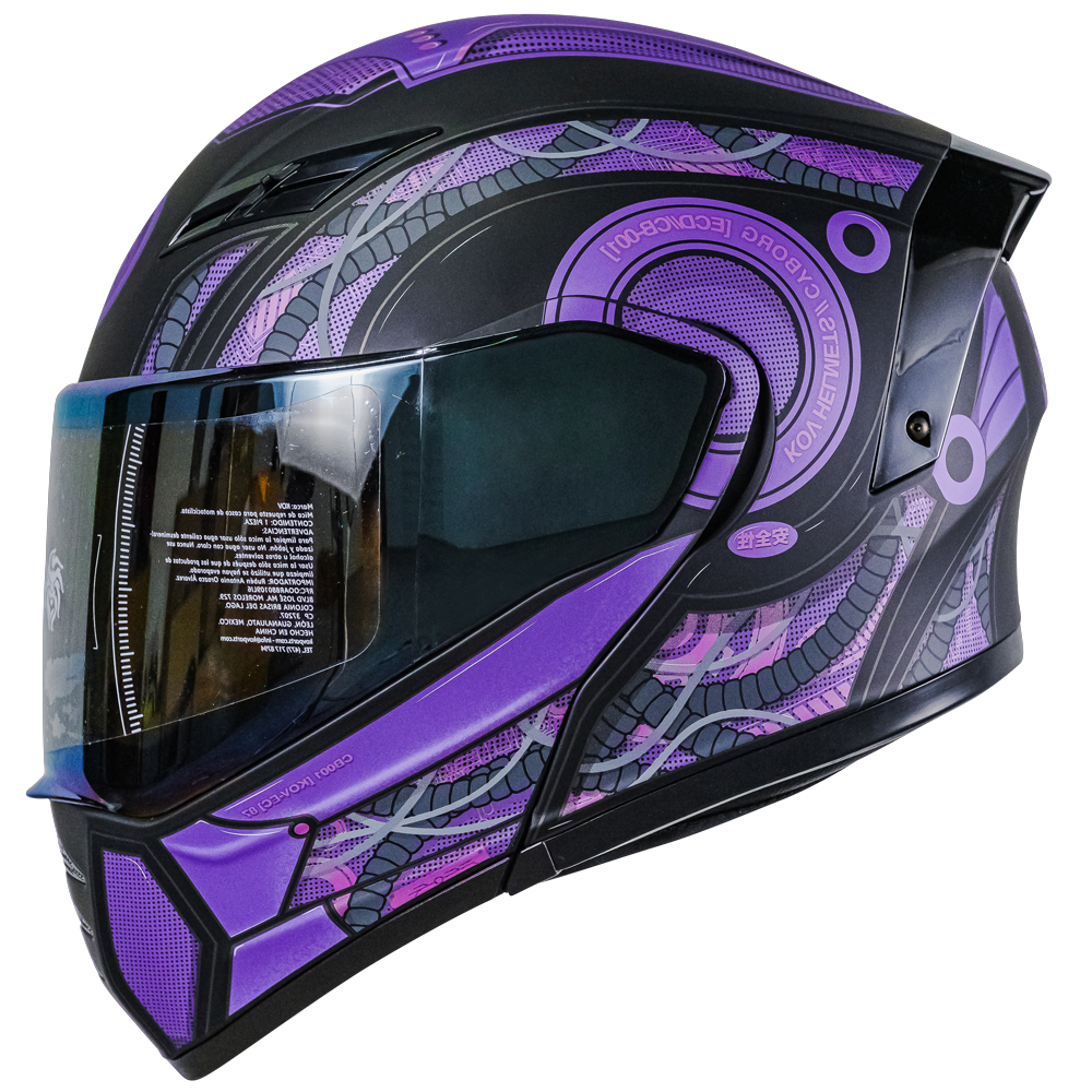 CASCO ESTELAR CYBORG MORADO (luz led) Cascos KOV + de motociclista