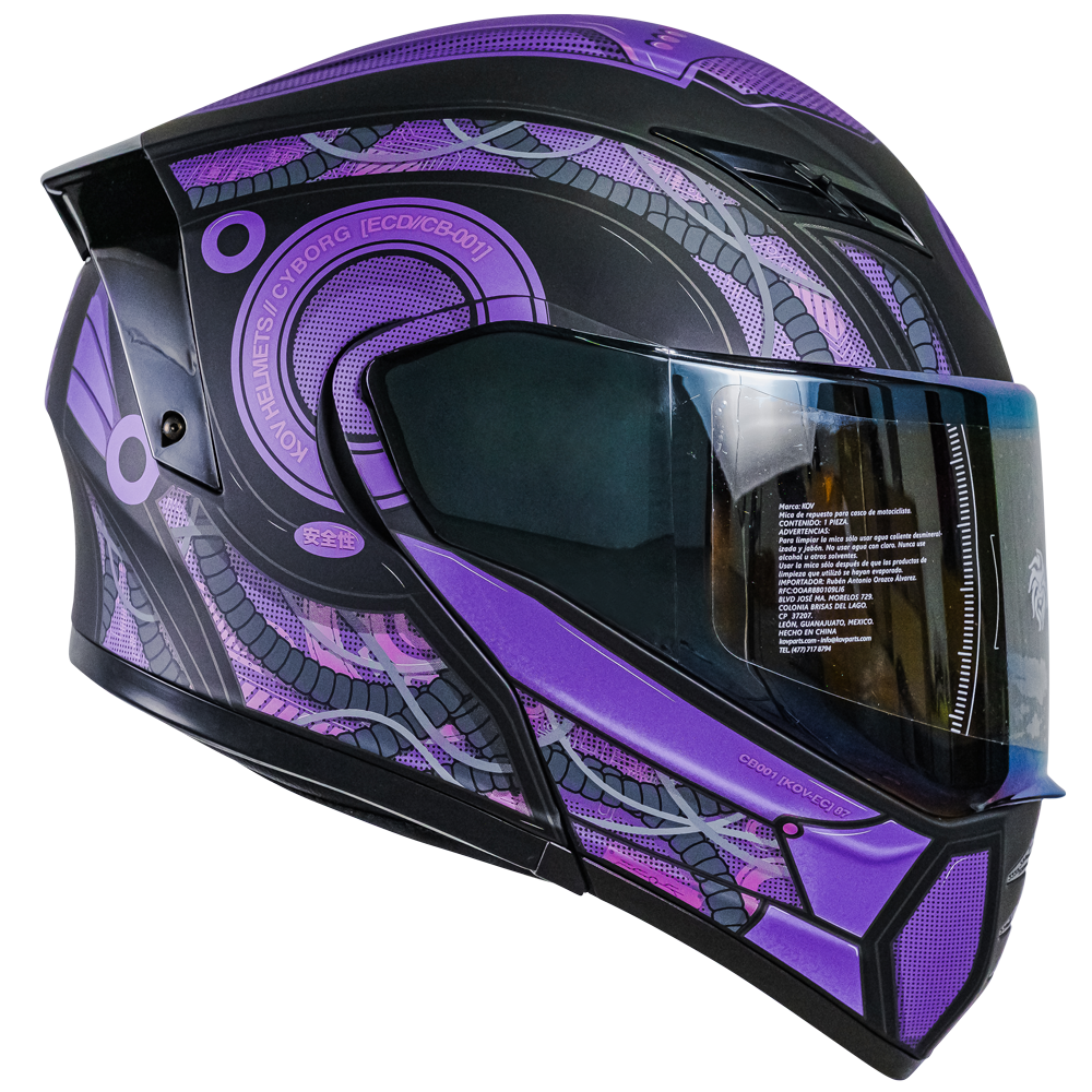 CASCO ESTELAR CYBORG MORADO (luz led) Cascos KOV + de motociclista