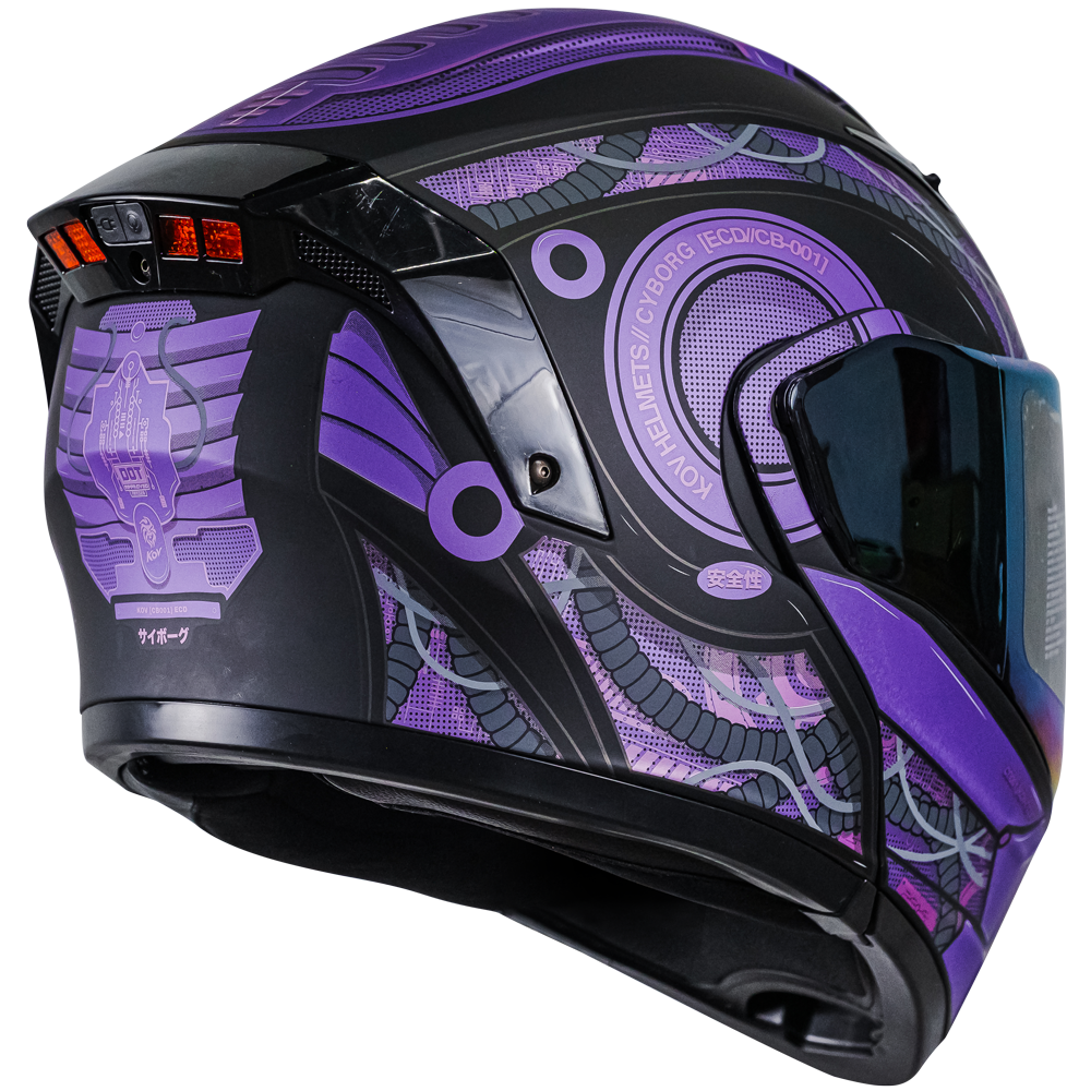 CASCO ESTELAR CYBORG MORADO (luz led) Cascos KOV + de motociclista