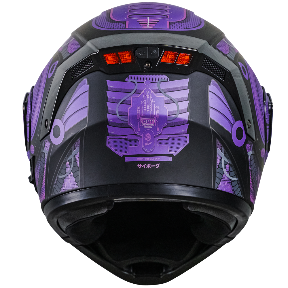 CASCO ESTELAR CYBORG MORADO CON LUZ LED Cascos KOV + de motociclista