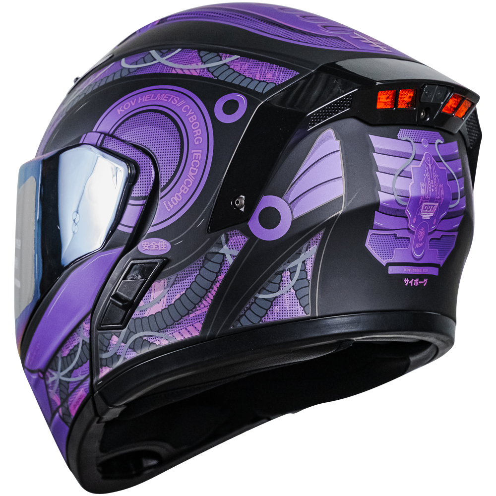 CASCO ESTELAR CYBORG MORADO (luz led) Cascos KOV + de motociclista
