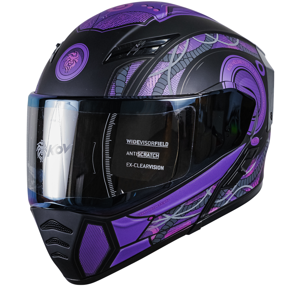 CASCO ESTELAR CYBORG MORADO (luz led) Cascos KOV + de motociclista
