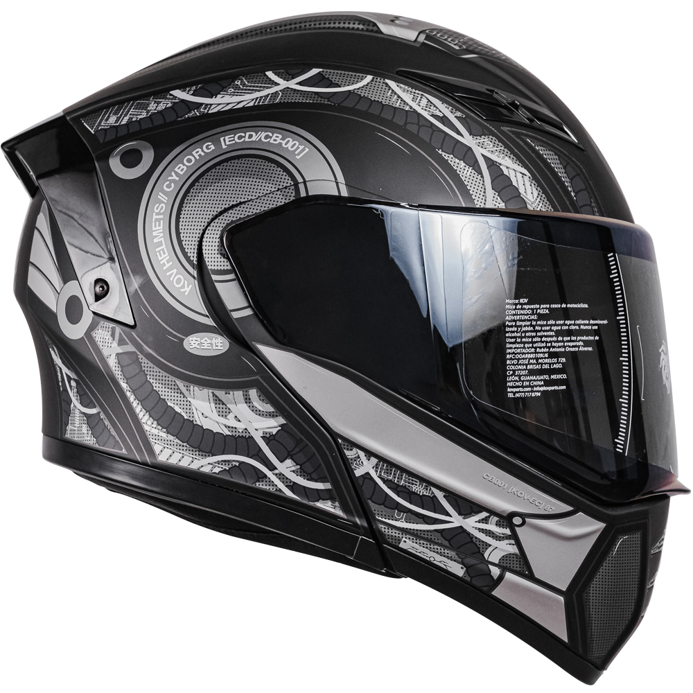 CASCO ESTELAR CYBORG GRIS CON LUZ LED Cascos KOV + de motociclista