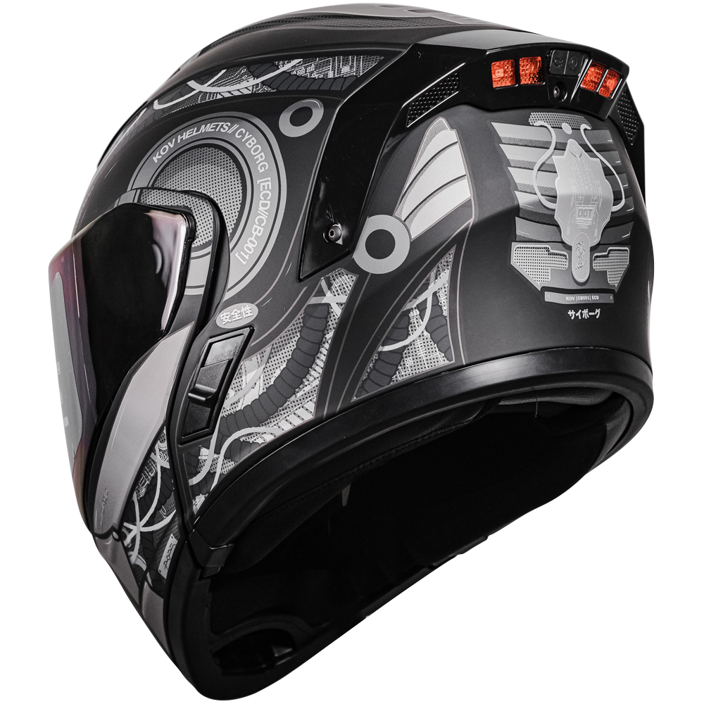 CASCO ESTELAR CYBORG GRIS CON LUZ LED Cascos KOV + de motociclista