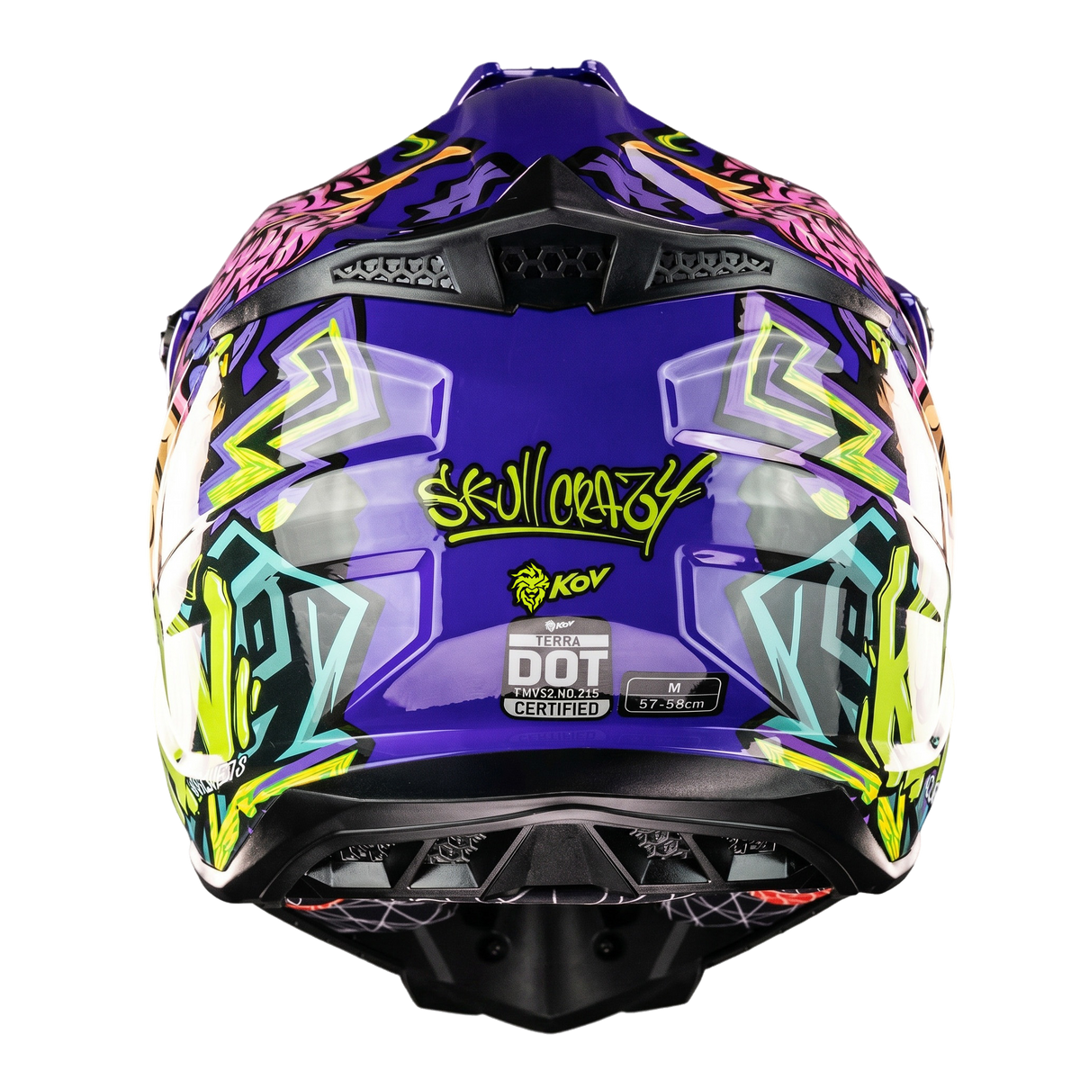 CASCO CROSS TERRA SKULL CRAZY MORADO KOV + de motociclista